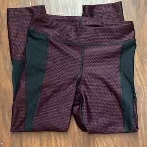 Maroon and black UA 3/4 Tights